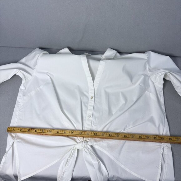 J Jill Long Sleeve WHITE SHIRT COLLECTION Blouse Tie Front XL Casual Work Staple - Picture 8 of 12